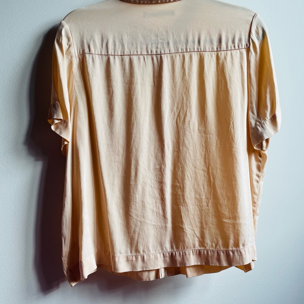 Quince Washable Stretch Silk Light Pink Short Sleeve Blouse Size Large - Picture 3 of 9